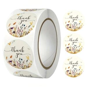 NEW 500-PC Roll Floral Design Thank You Stickers